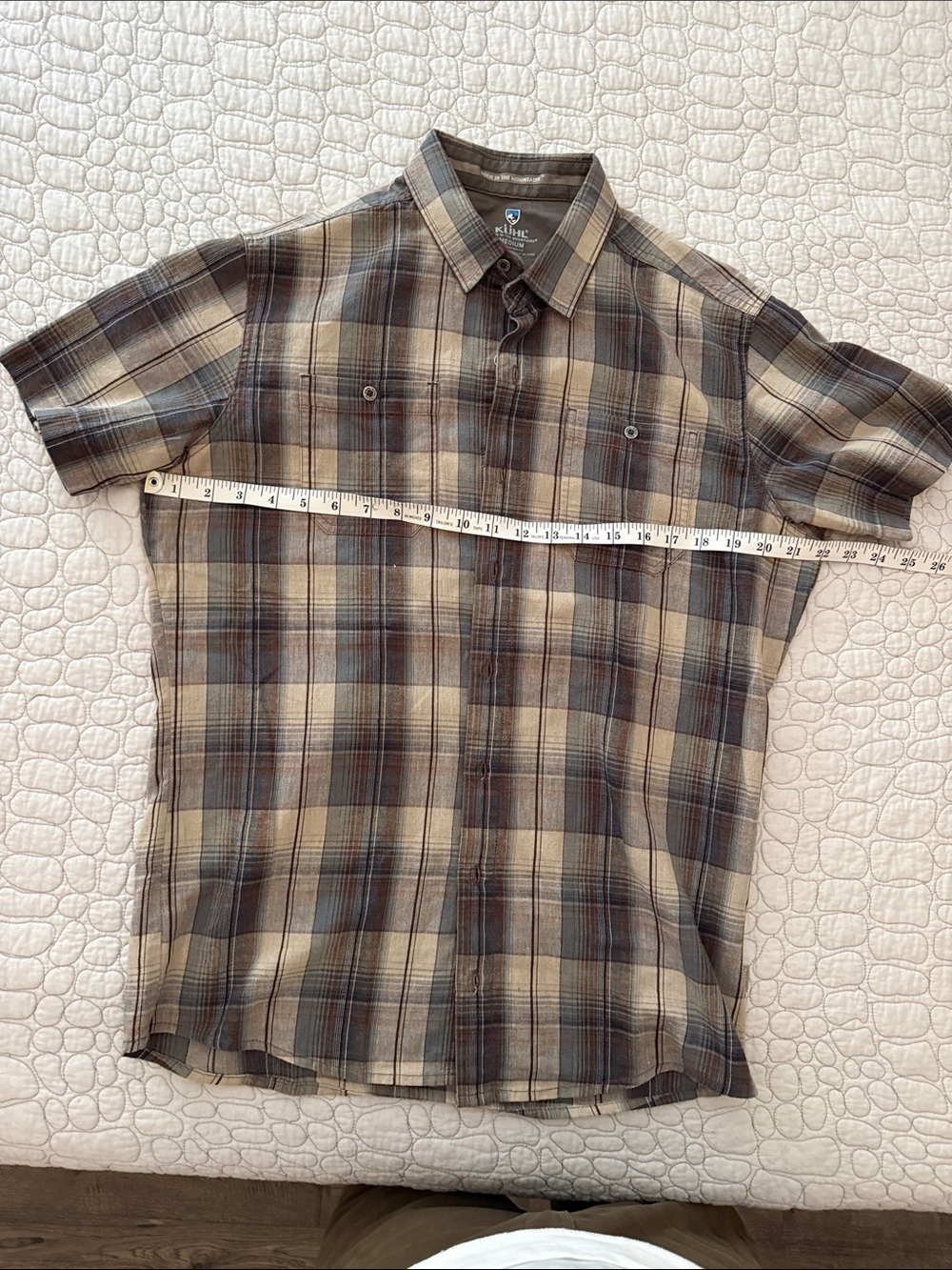 Kuhl Button Down Shirt Mens Medium Tall Tapered Fit Linen Cotton Preppy Casual